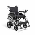 Lightweight foldable electric power wheelchair on white background