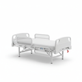 Semi-electric home hospital bed with adjustable sections and side rails on white background